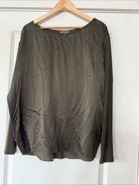 Vince Olive Green Long Sleeve Blouse